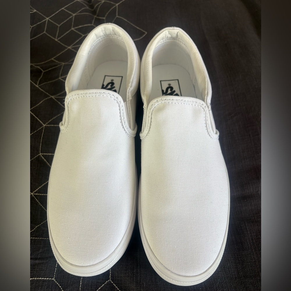 Vans® WHITE Asher Platform Women's Slip-On Shoes Sneakers Sz 8.5 - Picture 13 of 15